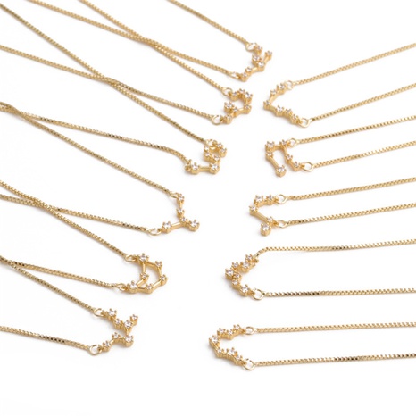 simple golden zircon constellation shape pendant necklace's discount tags