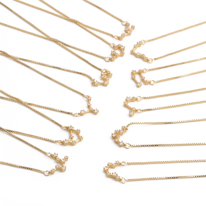 simple golden zircon constellation shape pendant necklace