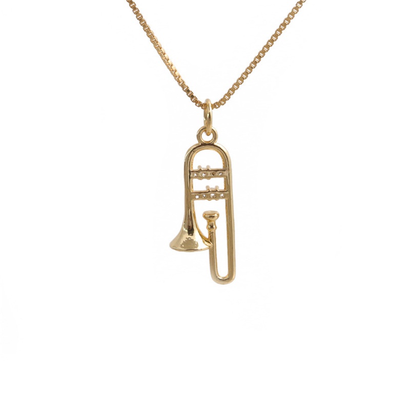fashion golden horn arrow pendant zircon necklace