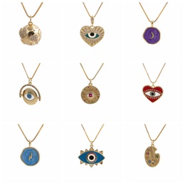 fashion simple heart oil dripping devils eye pendant necklacepicture9