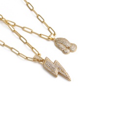 hip-hop lightning pendant copper inlaid zircon necklace