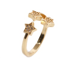 simple opening copper micro-inlaid zircon stars ring