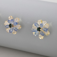 simple contrast color rhinestone flower earrings