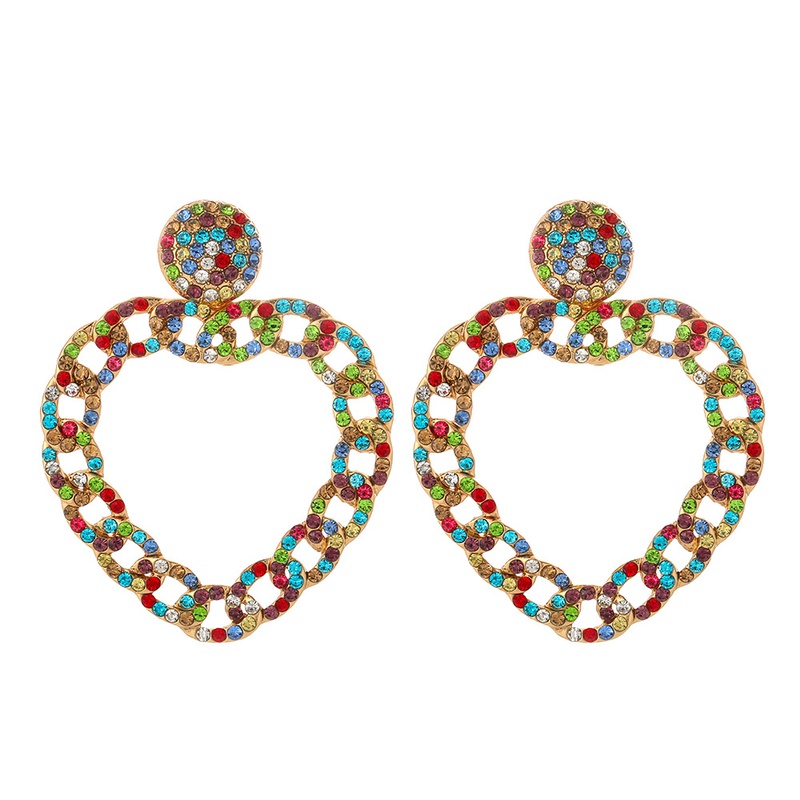 fashion color diamond alloy geometric earrings