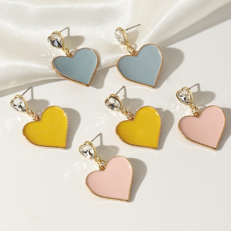 Korean double peach heart earrings