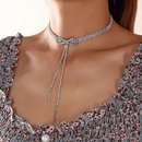 Korean Fashion Shiny Full Rhinestone Bowknot Tassel Short Necklacepicture11