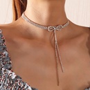 Korean Fashion Shiny Full Rhinestone Bowknot Tassel Short Necklacepicture12