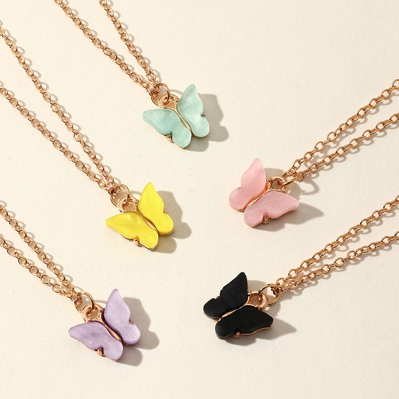 fashion sweet color acrylic butterfly necklace set