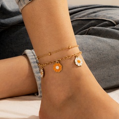 simple flower small daisy anklet 2-piece set