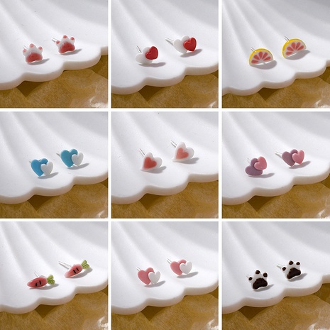 Korean ceramic small fruit earrings's discount tags