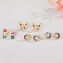 Korean simple fashion color diamond round butterfly love earringspicture9