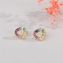 Korean simple fashion color diamond round butterfly love earringspicture11