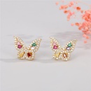 Korean simple fashion color diamond round butterfly love earringspicture12