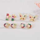 Korean simple fashion color diamond round butterfly love earringspicture13