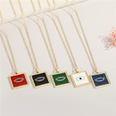 fashion simple square devils eye pendant dripping oil alloy necklacepicture10