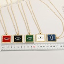 fashion simple square devils eye pendant dripping oil alloy necklacepicture11