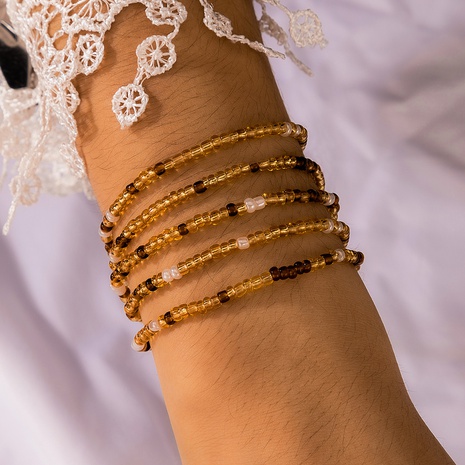 Bracelet multicouche couleur bohême avec perles de riz couleur hit's discount tags