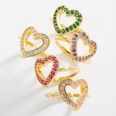 fashion hollow heartshaped copper plated gold microinlaid zircon ringpicture11