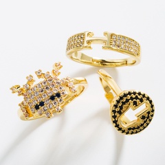fashion brass gold-plated micro-inlaid zircon geometric ring