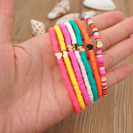 bracelet coeur en corde élastique couleur style bohème's discount tags