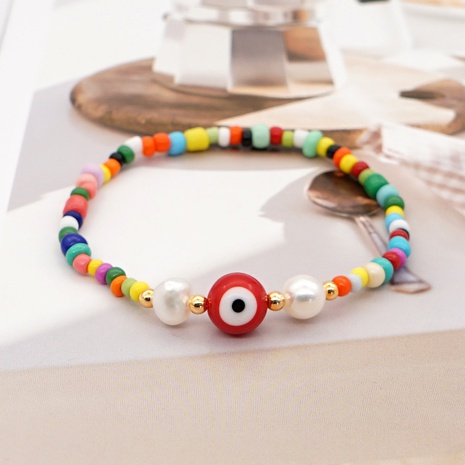 ethnic style handmade creative pearl eye colorful rice beads bracelet's discount tags