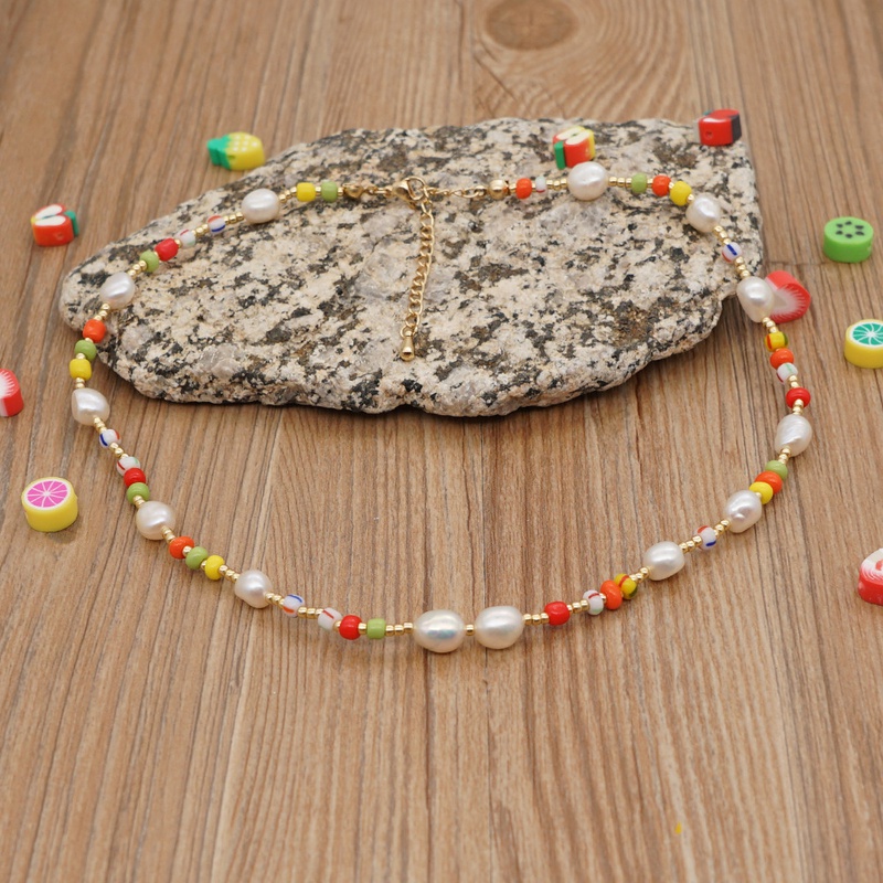 ethnic style rice bead natural freshwater pearl handmade necklace