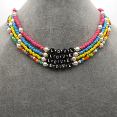 Bohemian color beads freshwater pearl necklace