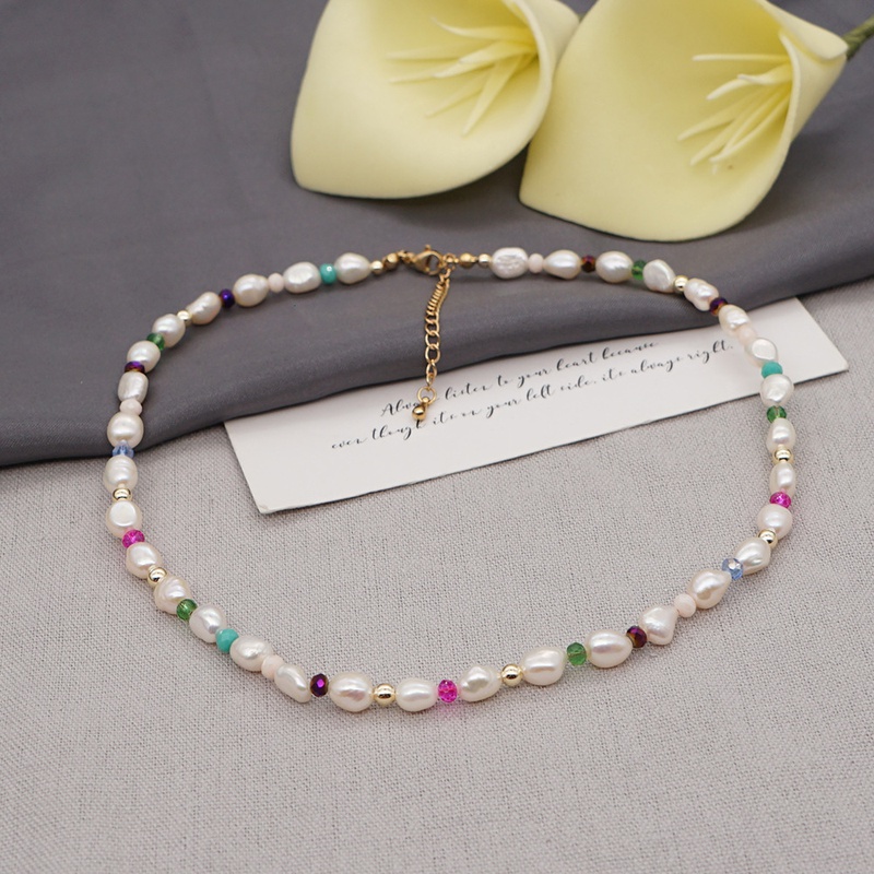 Collar de perlas de color perla de agua dulce hecho a mano tnico de Bohemia