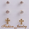 fashion microinlaid alloy cross stud earrings setpicture24