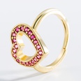 fashion hollow heartshaped copper plated gold microinlaid zircon ringpicture17
