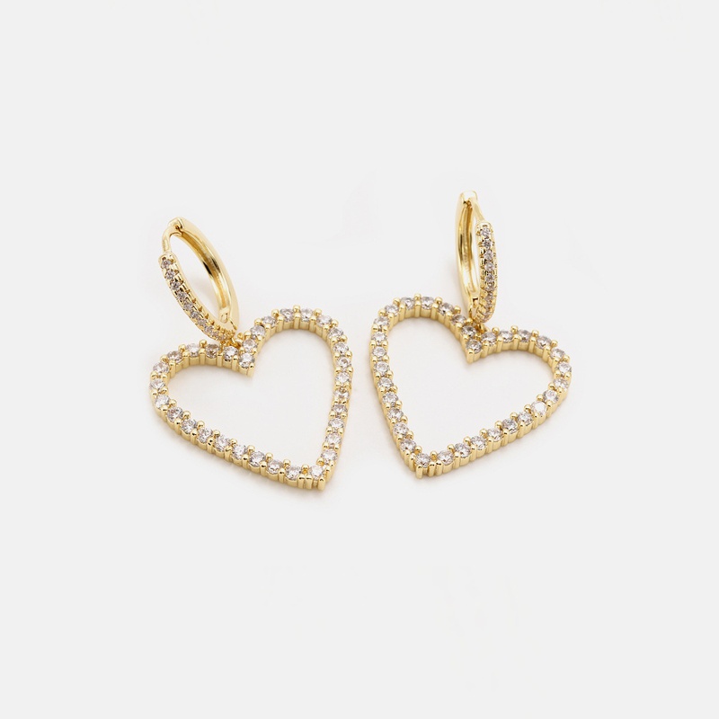 fashion style cubic zirconia heartshaped earrings