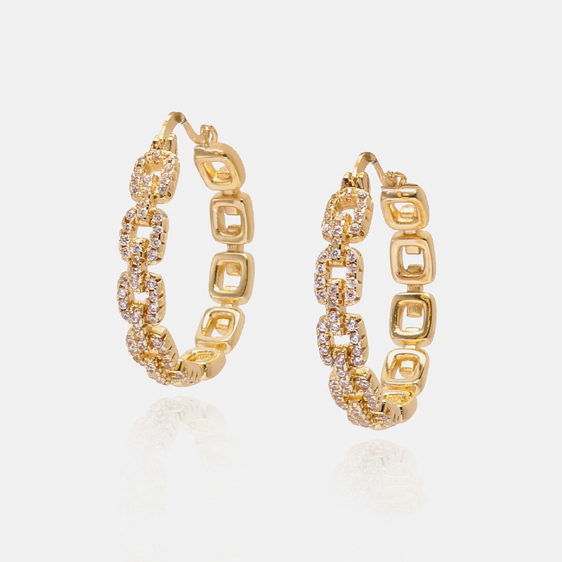 fashion hollow geometric goldplated zircon earrings