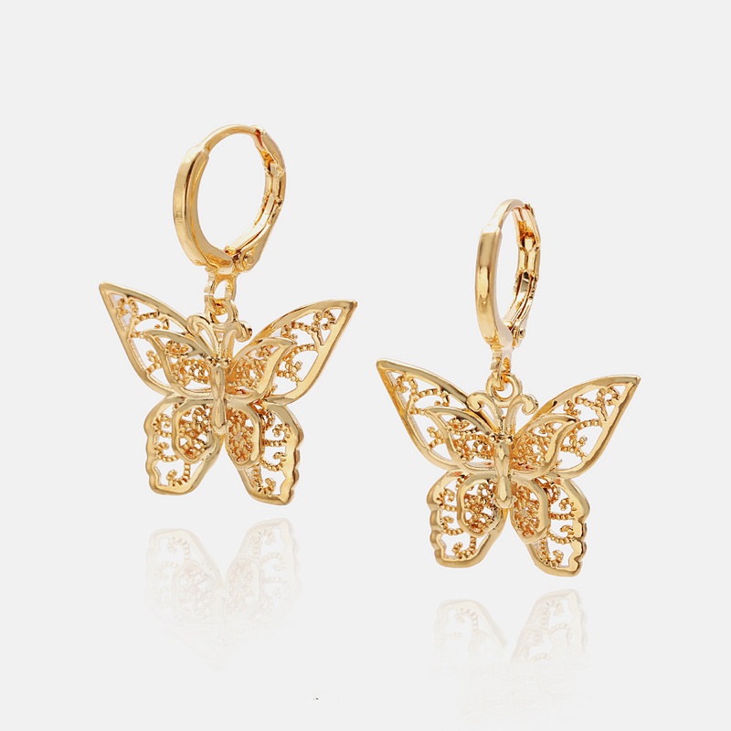 new exaggerated hollow goldplated butterfly earrings
