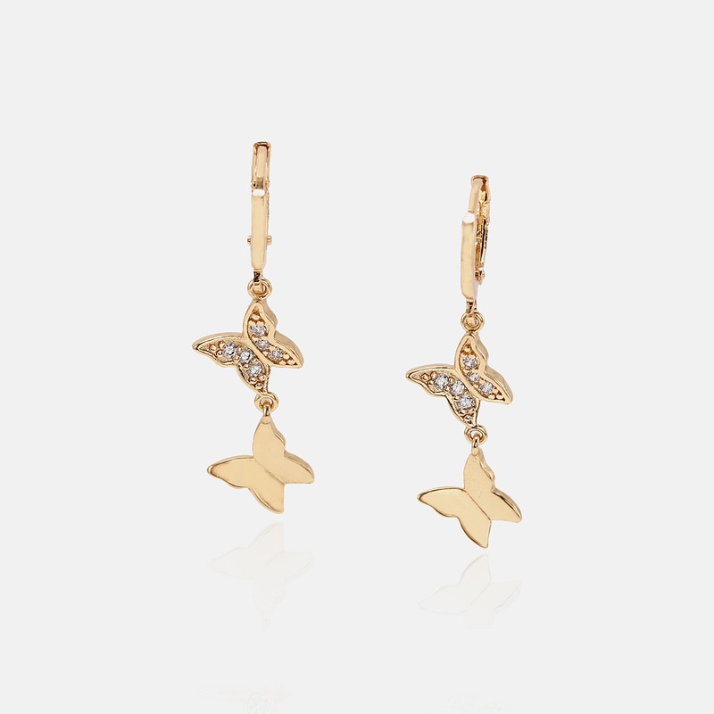 Fashion long zircon butterfly tassel earrings wholesale
