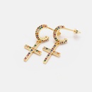 Fashion creative colored zircon cross earrings wholesalepicture8