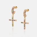 Fashion creative colored zircon cross earrings wholesalepicture9