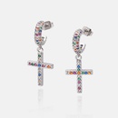 Fashion creative colored zircon cross earrings wholesalepicture12