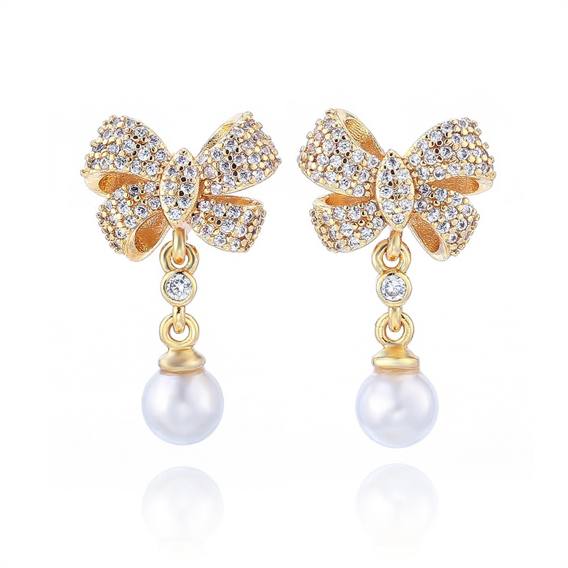 fashion goldplated pearl butterfly earrings