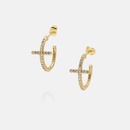 fashion simple goldplated zircon cross earrings wholesalepicture8