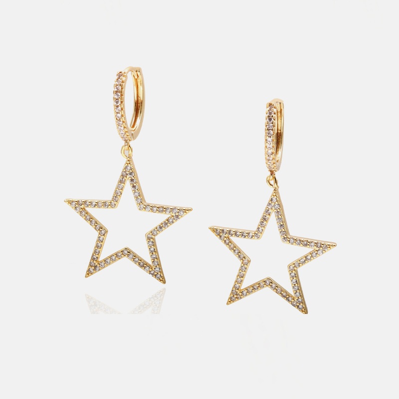 fashion zircon hollow star earrings wholesale