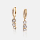 simple long fourclaw goldplated zircon earringspicture9