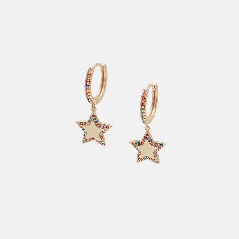 fashion color zircon fivepointed star earrings wholesale