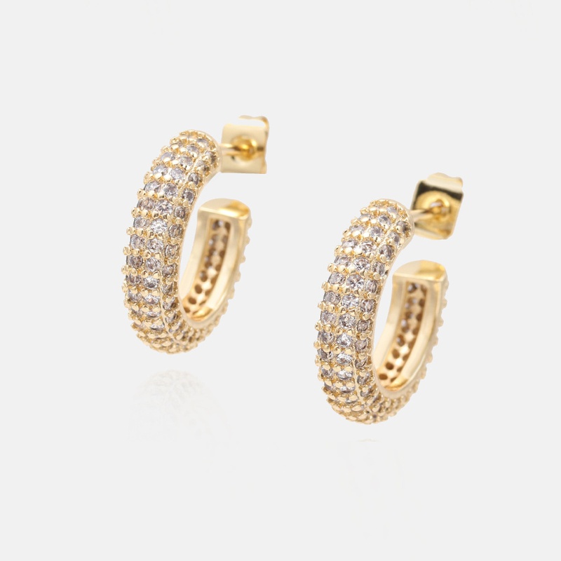 fashion simple goldplated color zircon earrings