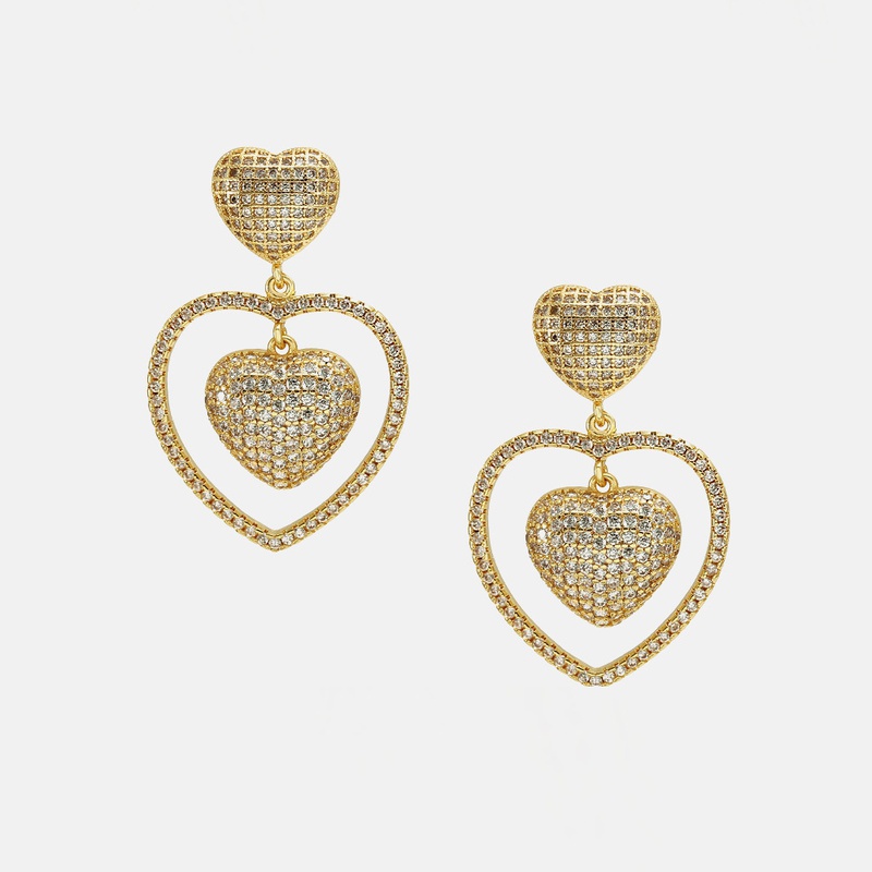 fashion zircon hollow heartshaped goldplated earrings