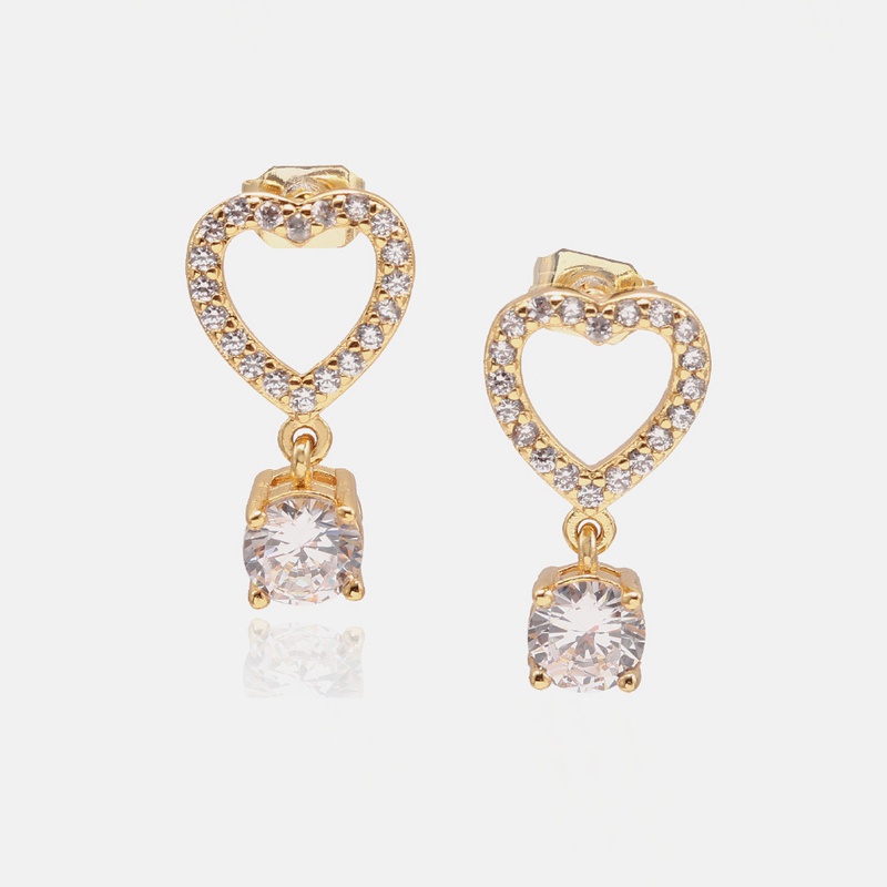 fashion goldplated fourclaw zircon hollow heart earrings