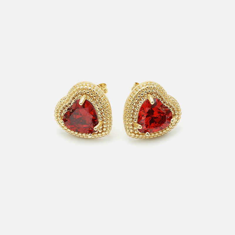 Retro style goldplated color heartshaped earrings