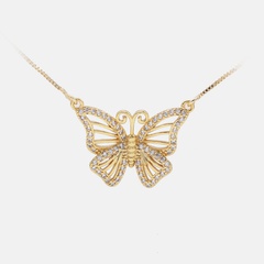 wholesale fashion hollow butterfly clavicle pendant gold-plated necklace