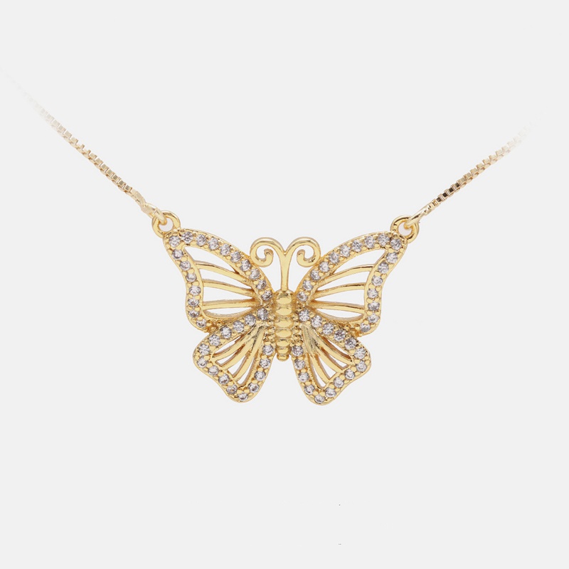 wholesale fashion hollow butterfly clavicle pendant goldplated necklace