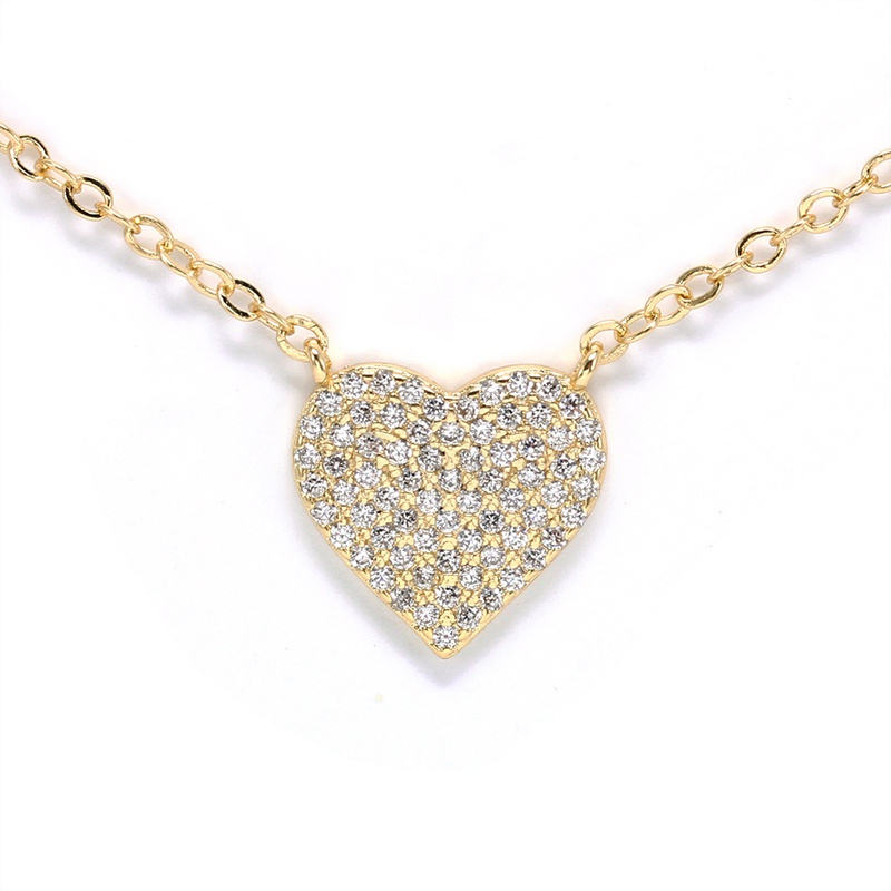 fashion heartshaped zircon goldplated copper necklace wholesale