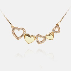 Korean fashion heart-shaped micro-inlaid zircon copper clavicle necklace